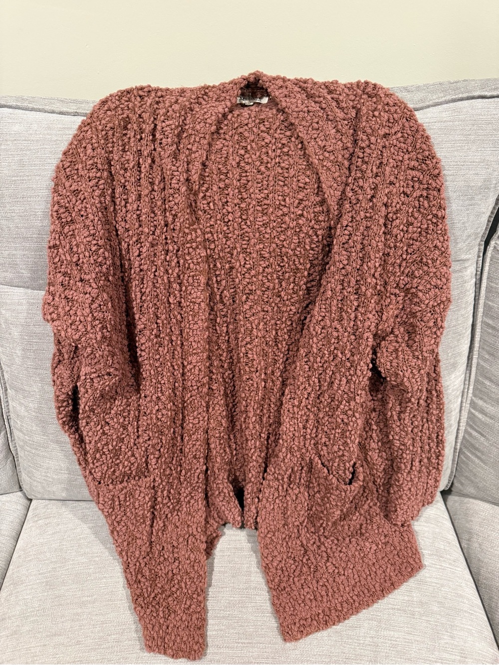Francesca's Collections Bouclé Open-Front Cardigan